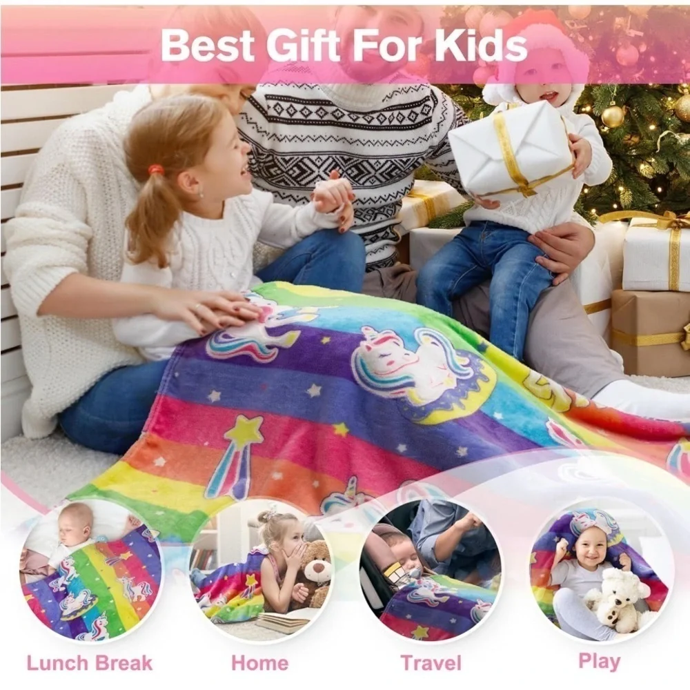 NWT Unicorn Glow-in-the-Dark Blanket - Multicolor   🦄